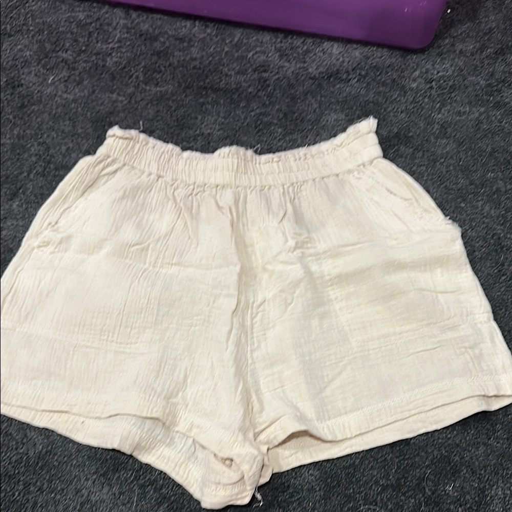 Aerie High Waist Cream Shorts